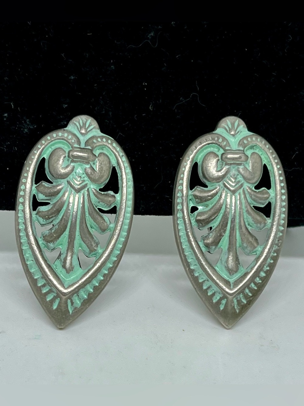 Ben-Amun Vintage Teardrop Earrings in Patina Green/Silver